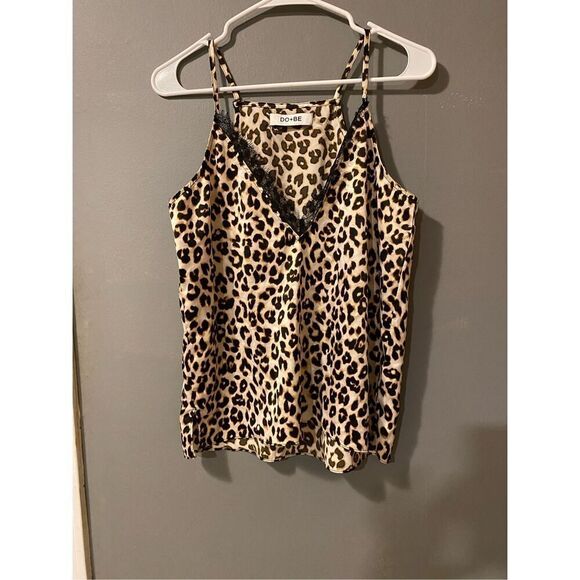 DO+BE Satin Lace Cheetah Print Tank Top Size Small - Picture 2 of 7